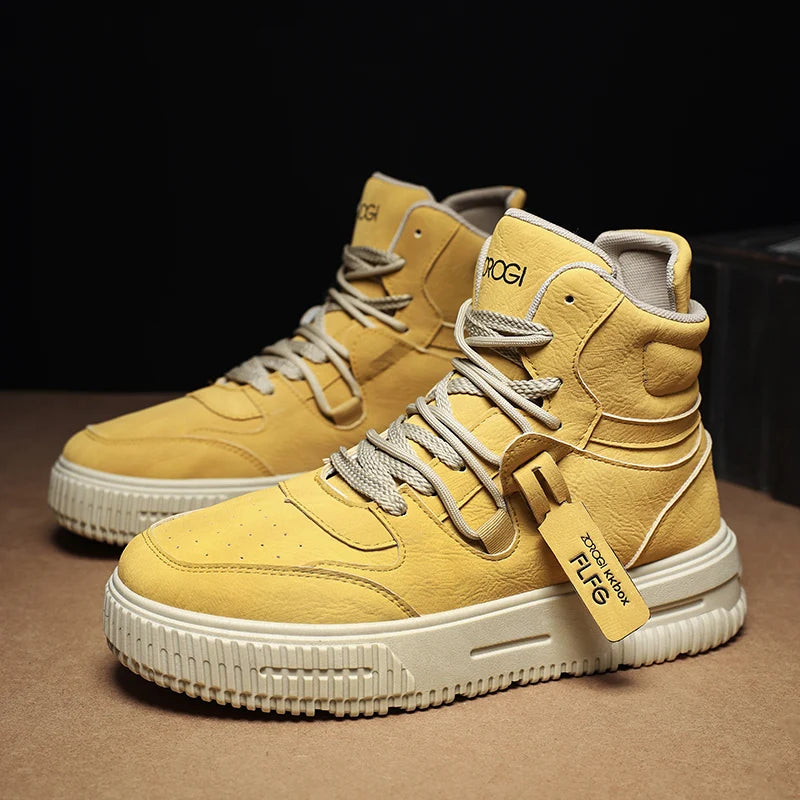 Leather Ankle Boots For Men Lace Up Non Slip Sole Winter Boots