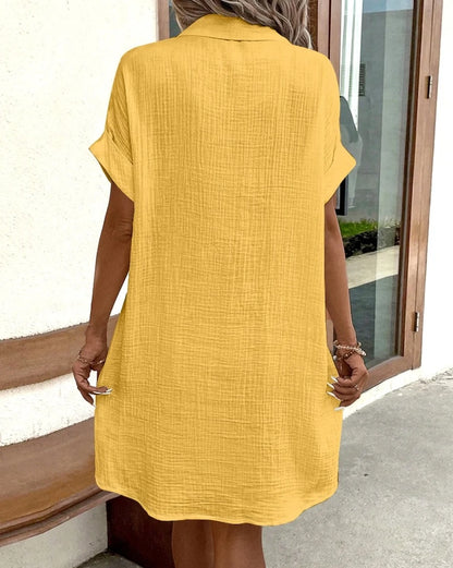 Women's Solid V-Neck Knee-Length Dress Three-Quarter Sleeves Polyester Jersey