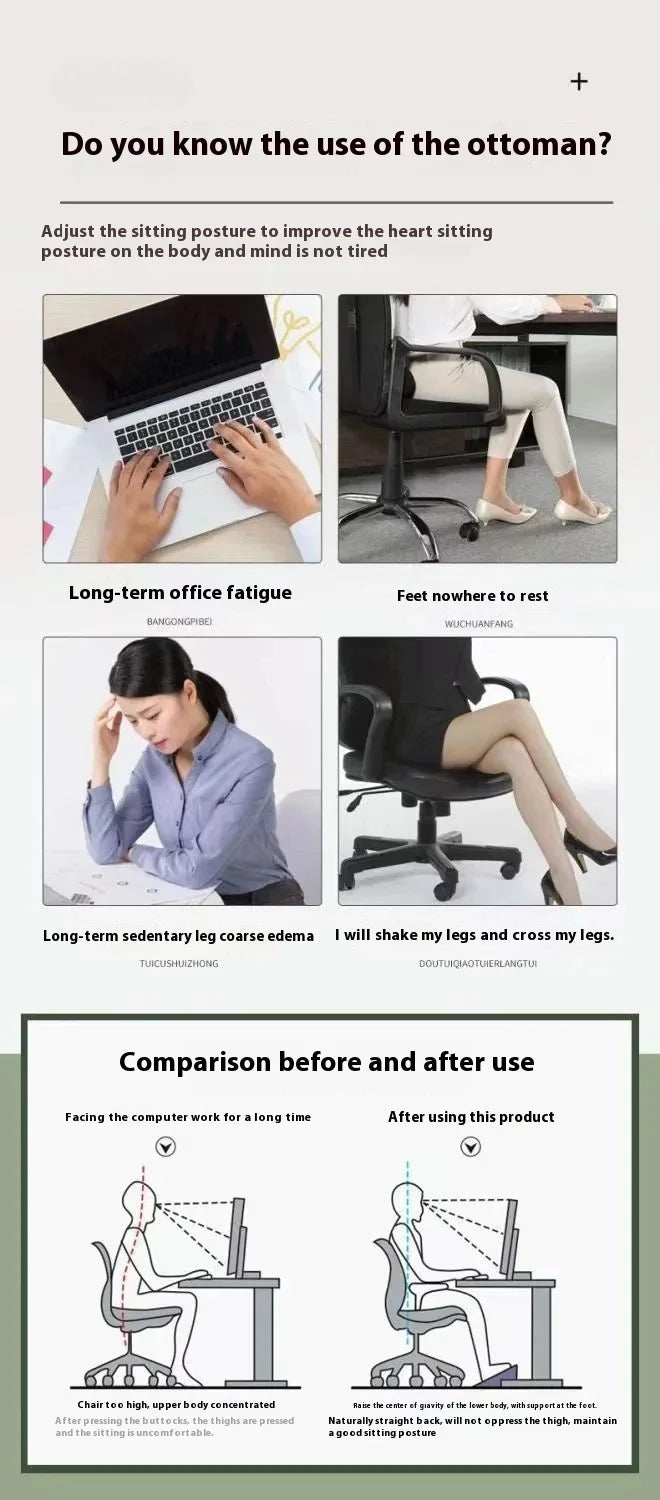 New Portability Foot Rest Under Desk Footrest Ergonomic Foot Stool With Massage Rollers Foot Rest For Home Office Work