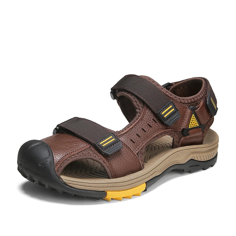 Men Sandals Genuine Leather Large Size Non Slip Waterproof Beach Shoes Outdoor