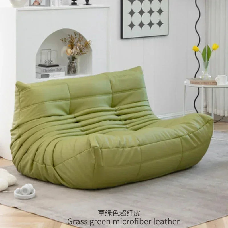Single Casual Sofa Chair with Cat Scratch Leather Nordic Togo Lazy Caterpillar Sofa Bedroom Living Room Balcony Suede Sofa