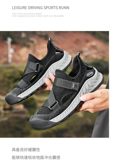 Men's Genuine Leather Sandals Casual Outdoor Beach Shoes