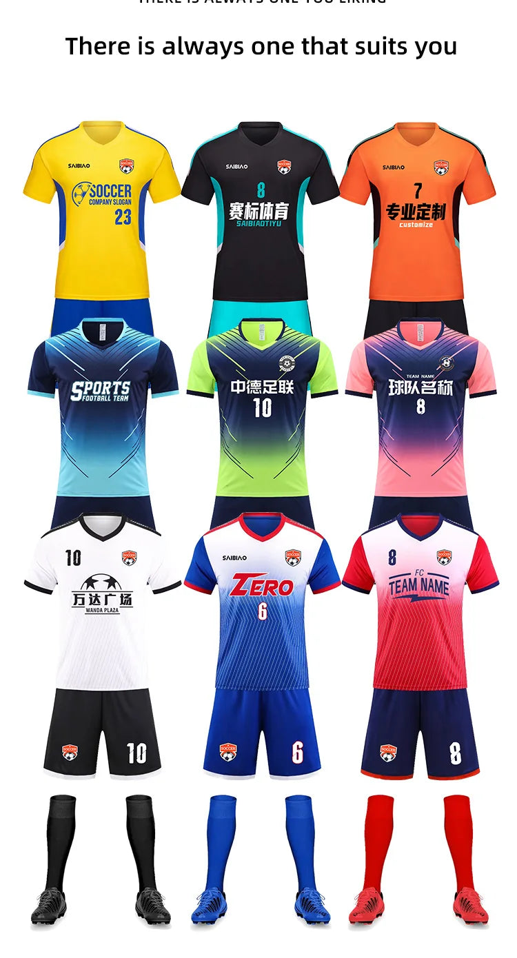 Adult Kid Soccer Jersey Customize Football Uniforms Shirts Men Women Futsal Sportswear Training Tracksuit Sports Outfit Clothes