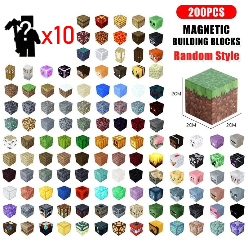 Random Magnetic Building Blocks Mine World Building Toys Boy Girl DIY STEM Montessori Sensory Cubes Toddlers Education Gift
