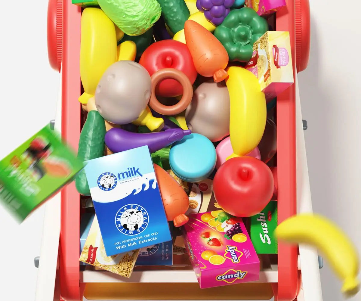 Shopping cart toy baby small trolley children play house fruit cut music kitchen supermarket men and girls Early Education toys
