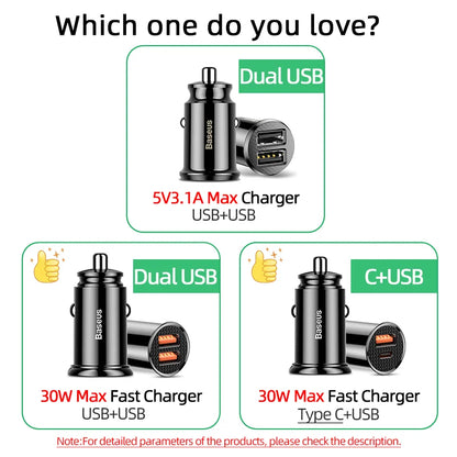 USB Car Charger 30W Type C PD QC 4.0 3.0 PPS SCP FCP