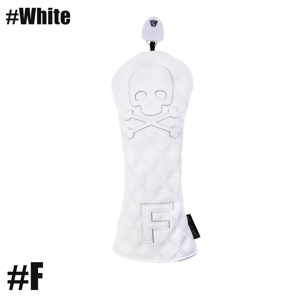 GLOOF Golf Skull Skeleton Head Cover Golf Club Black Leather cover set Fits Driver Fairway Wood Hybrid Golf supplies