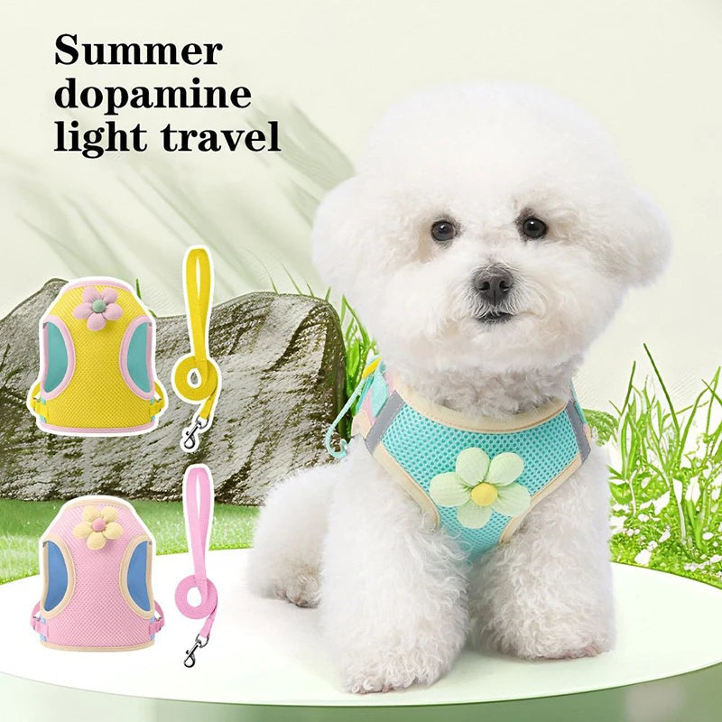 Puppy Dog Reflective Pet Harness And Leash Set For Dog &Cat No Pull Dog Vest Harness With Breathable Mesh Chest Straps