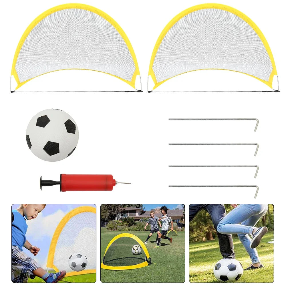 2Pcs Folding Football Goal Net Portable Soccer Training Goal Net Tent Kids Indoor Outdoor Play Toys Soccer Ball Practice Gate