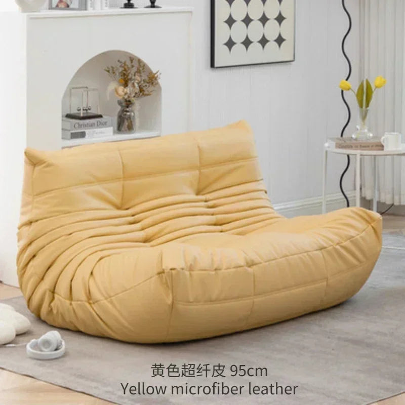 Single Casual Sofa Chair with Cat Scratch Leather Nordic Togo Lazy Caterpillar Sofa Bedroom Living Room Balcony Suede Sofa