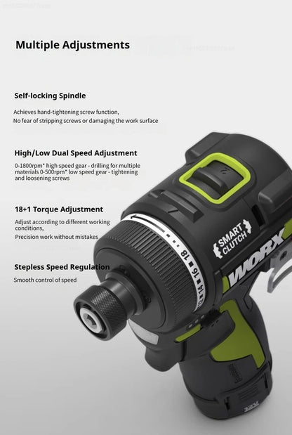 Cordless Driver Drill Brushless Rechargeable Screwdriver With Metal Chuck