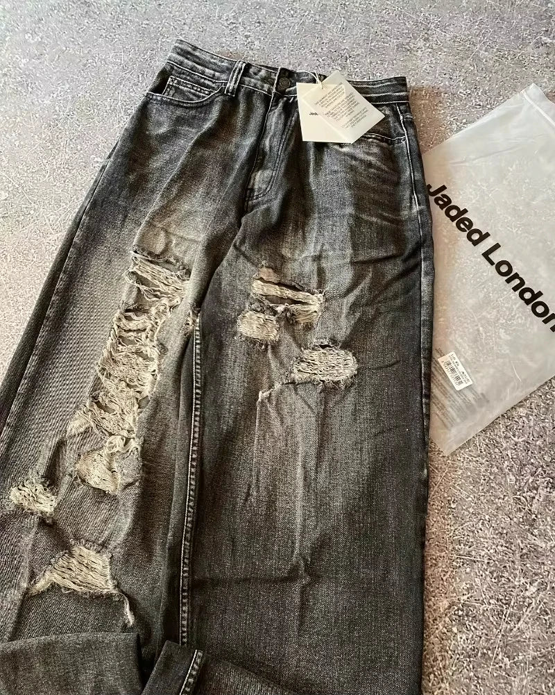 Streetwear New Fashion Oversized Print Baggy Jeans Women Y2K Harajuku Hip Hop Vintage Gothic High Waist Wide-leg Pants Trousers