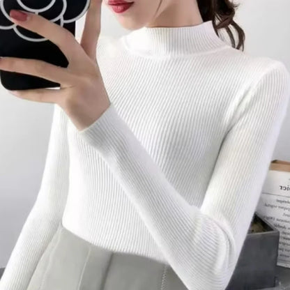 Women's Mock Neck Knit Sweater Pullover Acrylic Cotton Regular Fit