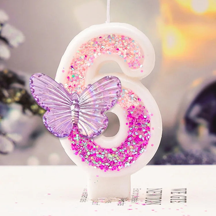 Purple Butterfly Digital Candle for Birthday Cakes