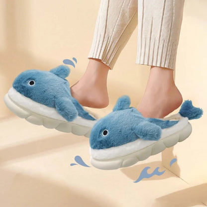 Soft Plush Shark Slippers For Adults Indoor Anti-Skid Winter House Slippers
