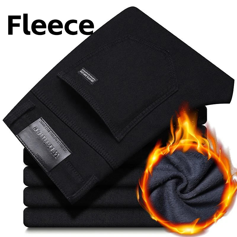 Mens Jeans Slim Fit Straight Leg Denim Trousers Blue Or Black