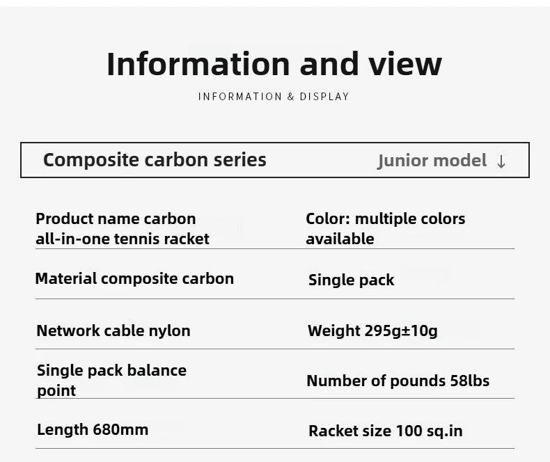 Full Carbon & Carbon Aluminum Integrated Tennis Racket Single Beginner Tennis College Student