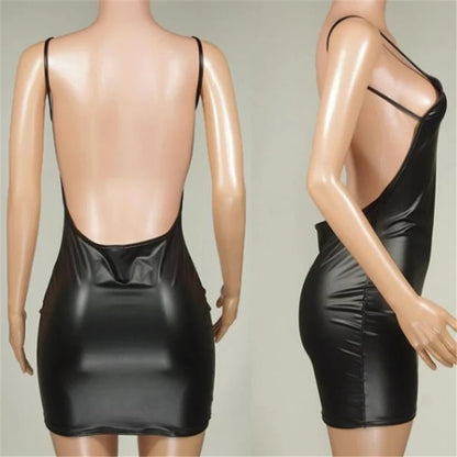 Backless Black Dress, Lycra Elastane, Short Bodycon Mini
