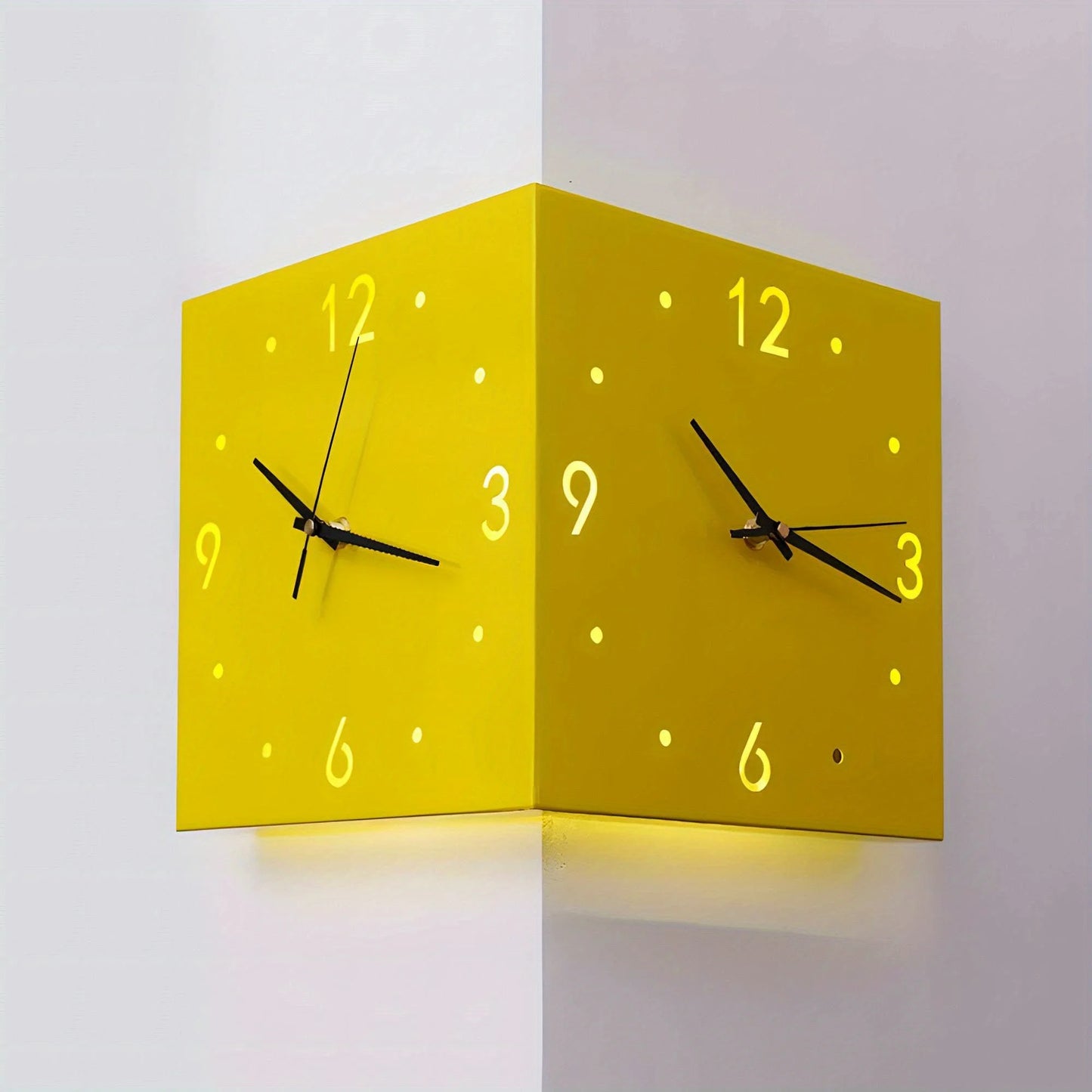 Sensor Luminous Corner Wall Clock – Modern Home & Office Decor