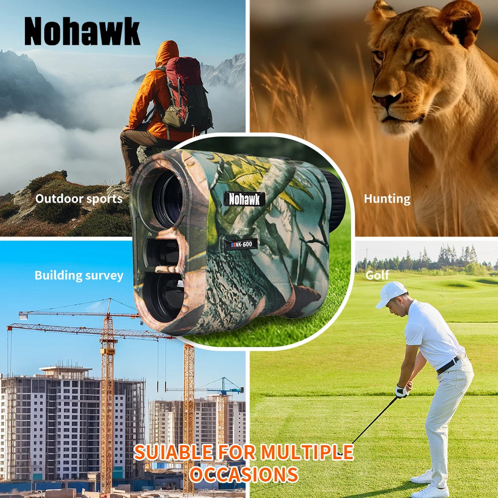 Nohawk Golf Laser Rangefinder 600M 1000M Multifunctional Telescope with Flag-Lock Slope  Distance Meter for Hunting Monocular