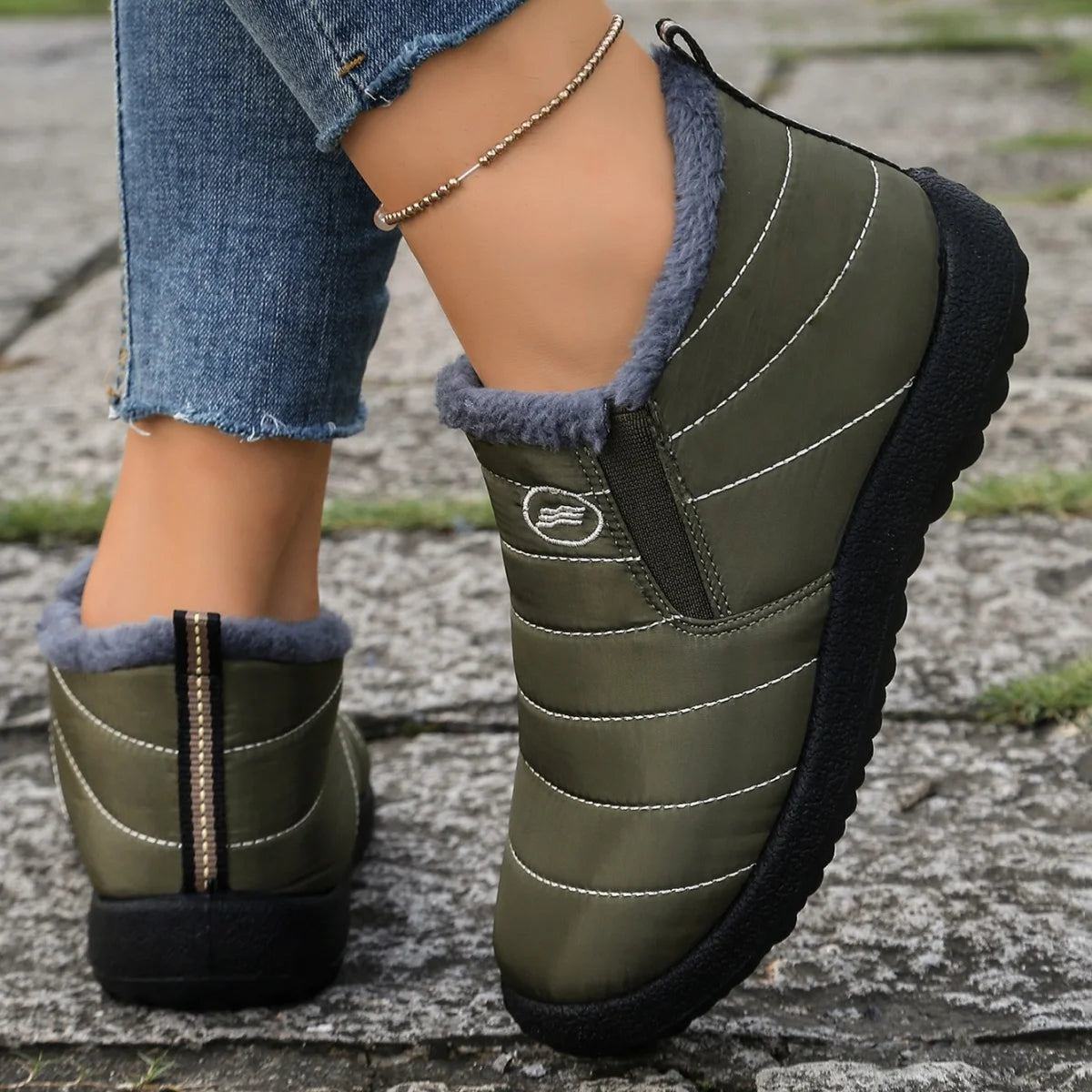 Women's boots Winter Boot with Comfortable Warm Fur Lined Ankle Booties Outdoor Slip On Waterproof Short Boots