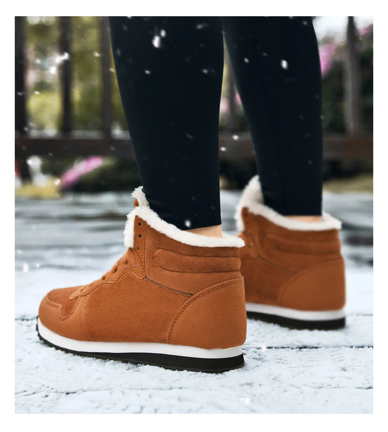Winter Snow Boots Men Plush Warm Women Boots Suede Leather Ankle Boot Comfortable Light Couple Waterproof Sneakers Big Size 48