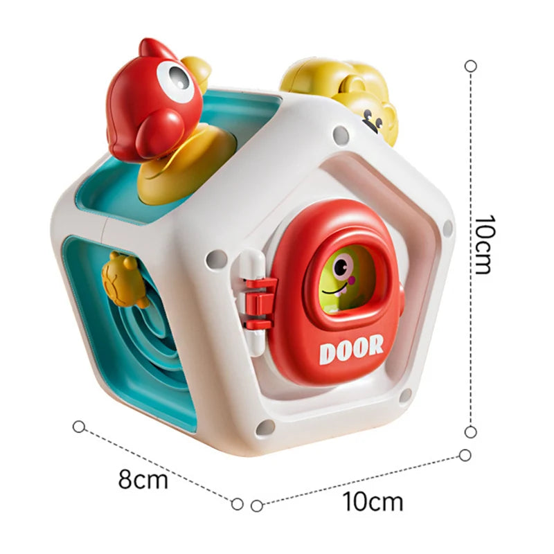 Baby Busy Board Cube Montessori Sensory Toys for Toddler Educational Learning Activities Travel Toy Lock Box Fine Motor Skill