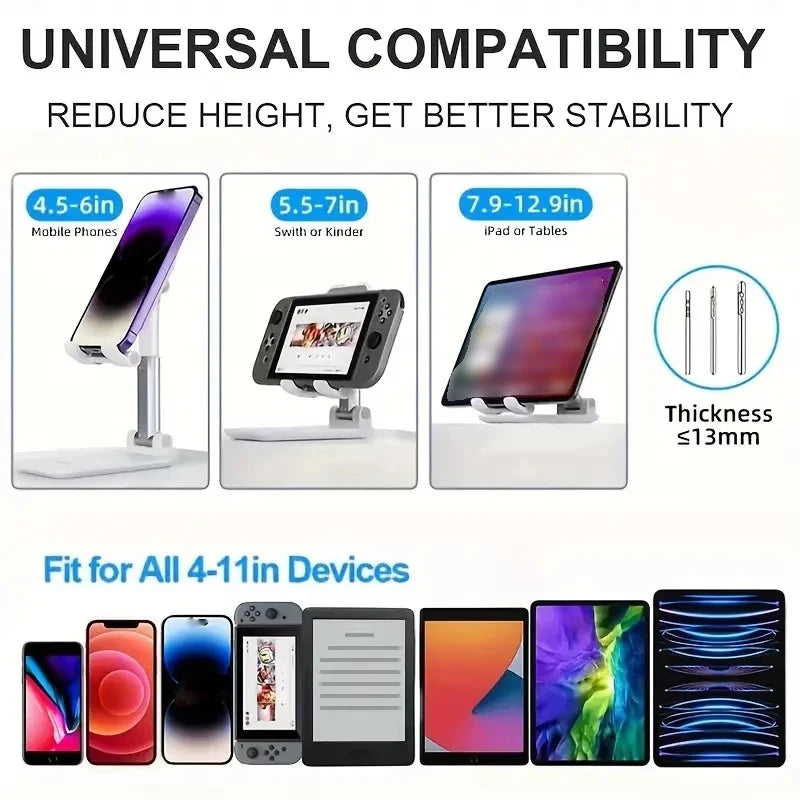 Foldable Desk Mobile Phone Holder Stand For IPhone IPad Xiaomi Adjustable Desktop Tablet Holder Universal Table Cell Phone Stand