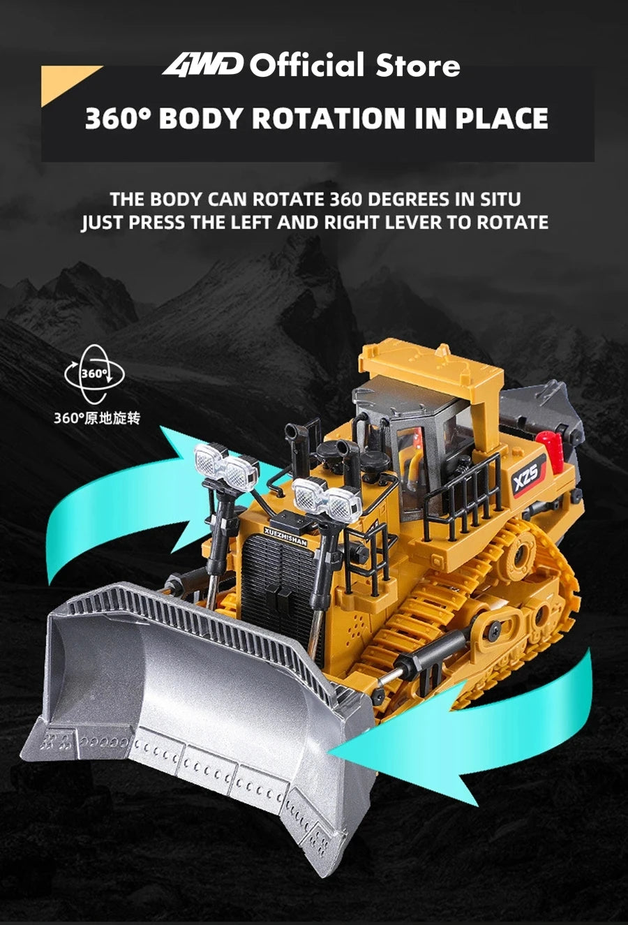4WD Remote Control Excavator 4x4 Alloy Dump Truck Bulldozer Radio Model RC Car Construction Vehicle Toy Children Kids Gifts
