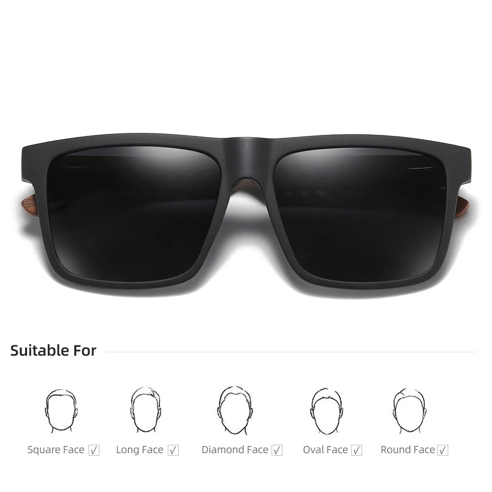 GM New Arrivals Black Wooden Polarized Sunglasses for Men Bamboo Sunglasses Red UV400 Lenses Fashion Driving Shades S5565