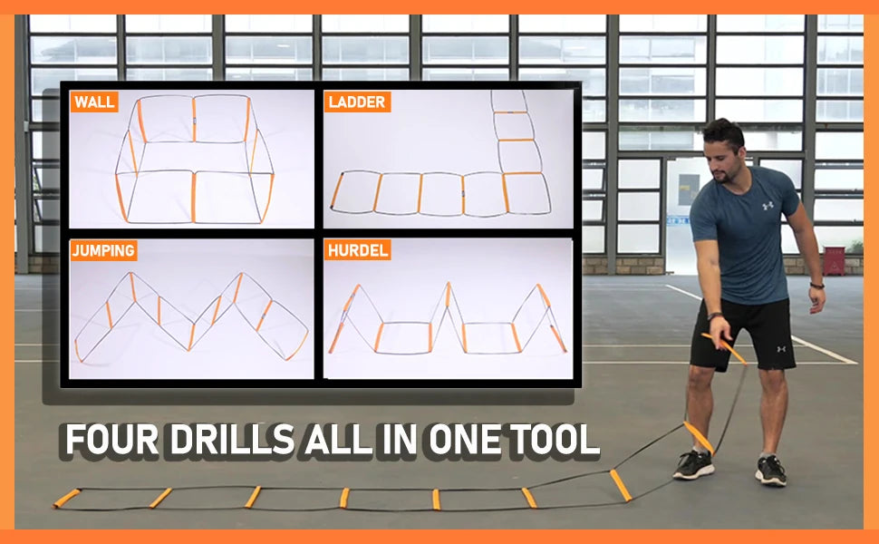 Dual-Purpose Soccer Training Jump Ladder Multifunctional Agility Ladder Speed Training Coordination Footwork Football Equipment