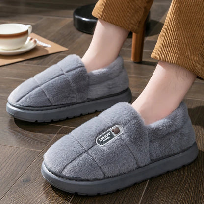 Men's Winter Cotton Slippers Plush Non Slip Indoor Shoes Size 50 51