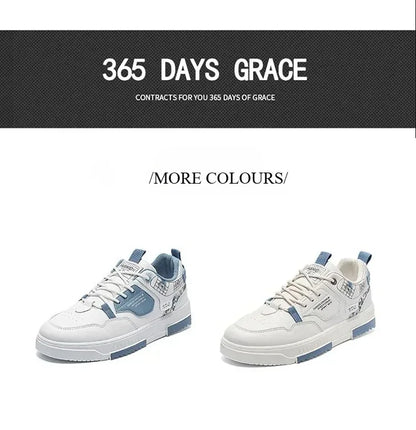 Men's Breathable White Casual Sneakers With Thick Sole