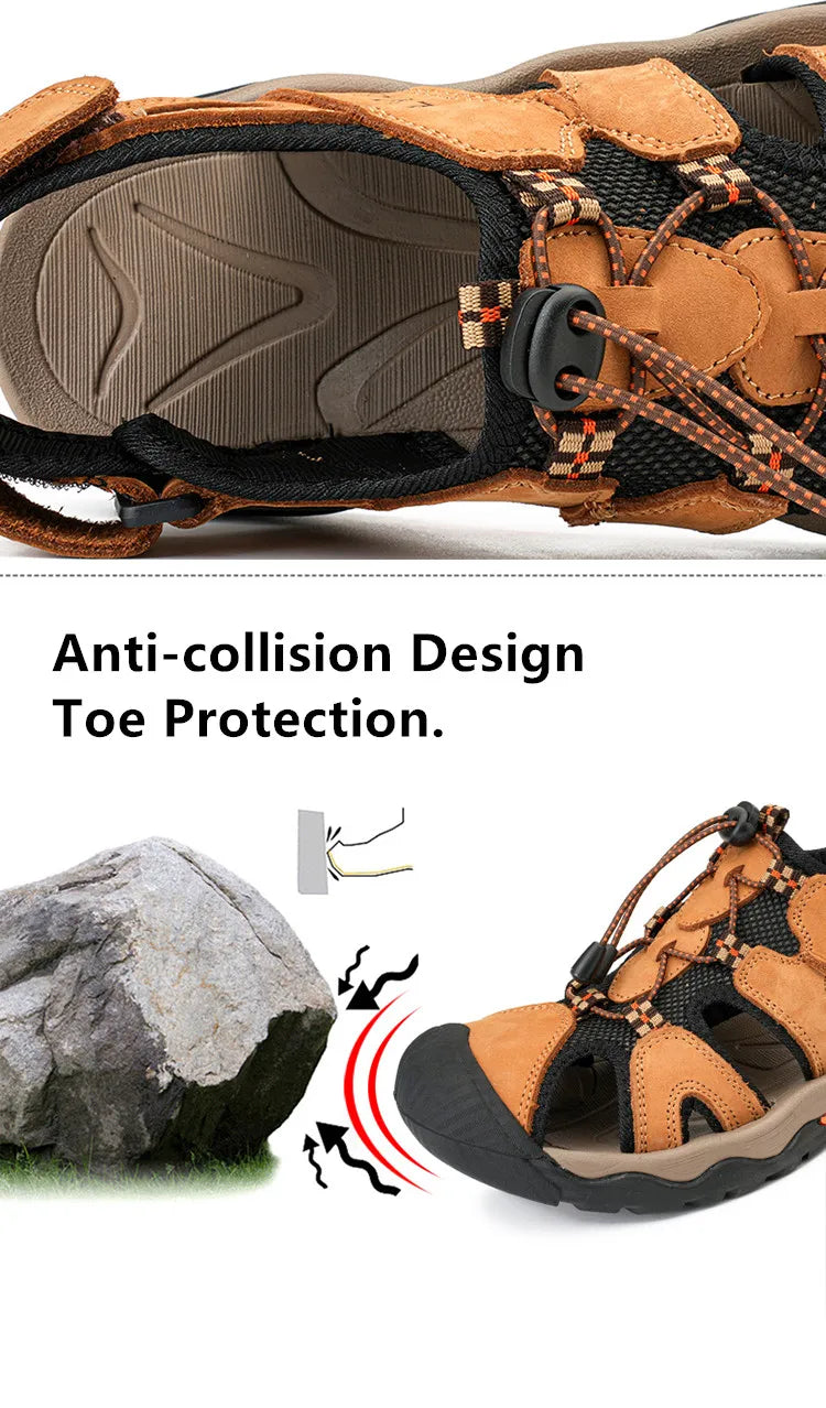 Blue Retro Leather Sandals Men Plus Size 48 Platform Sandals for Man High-quality Summer Men Shoes Comfortable Beach Sandals Man