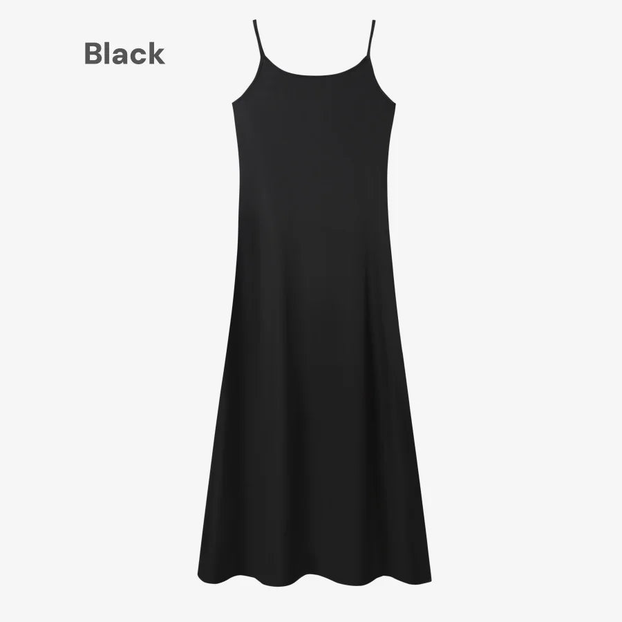 AS AW25 elegance slip satin dress + knitting cross top +mockneck woman clothing set adjustable maxi floor length