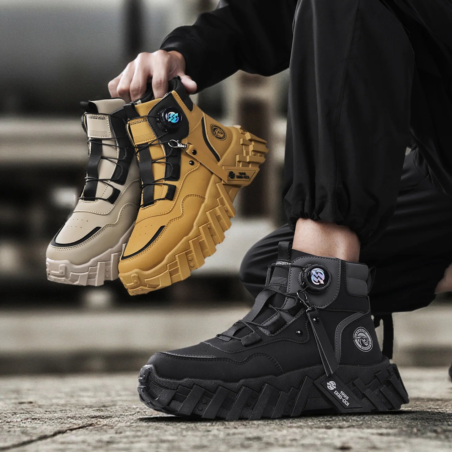 Leather High-Top Outdoor Boots For Men Ankle Hiking