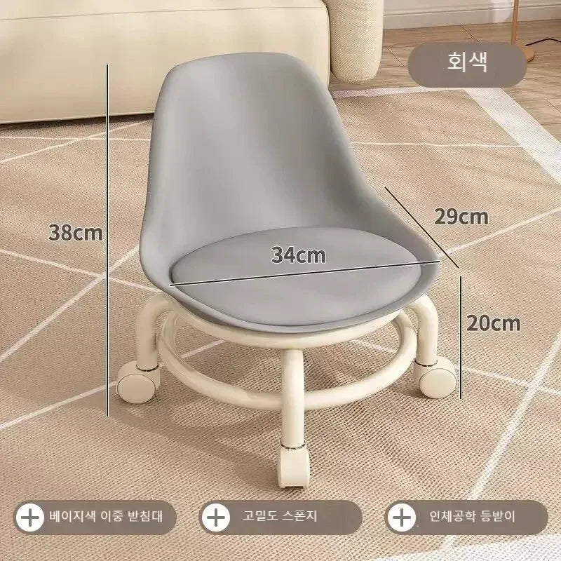 Household Backrest Pulley Low Stool Waist Protection 360 Degree Rotating Versatile Round Stools Modern Simple Universal Wheel