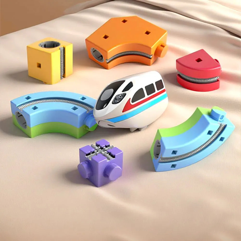 Trains Race Railway Play Game Set Rechargeable Trains 3D Clip-Fit Building Blocks System Modulars STEMs Educational Toy Present