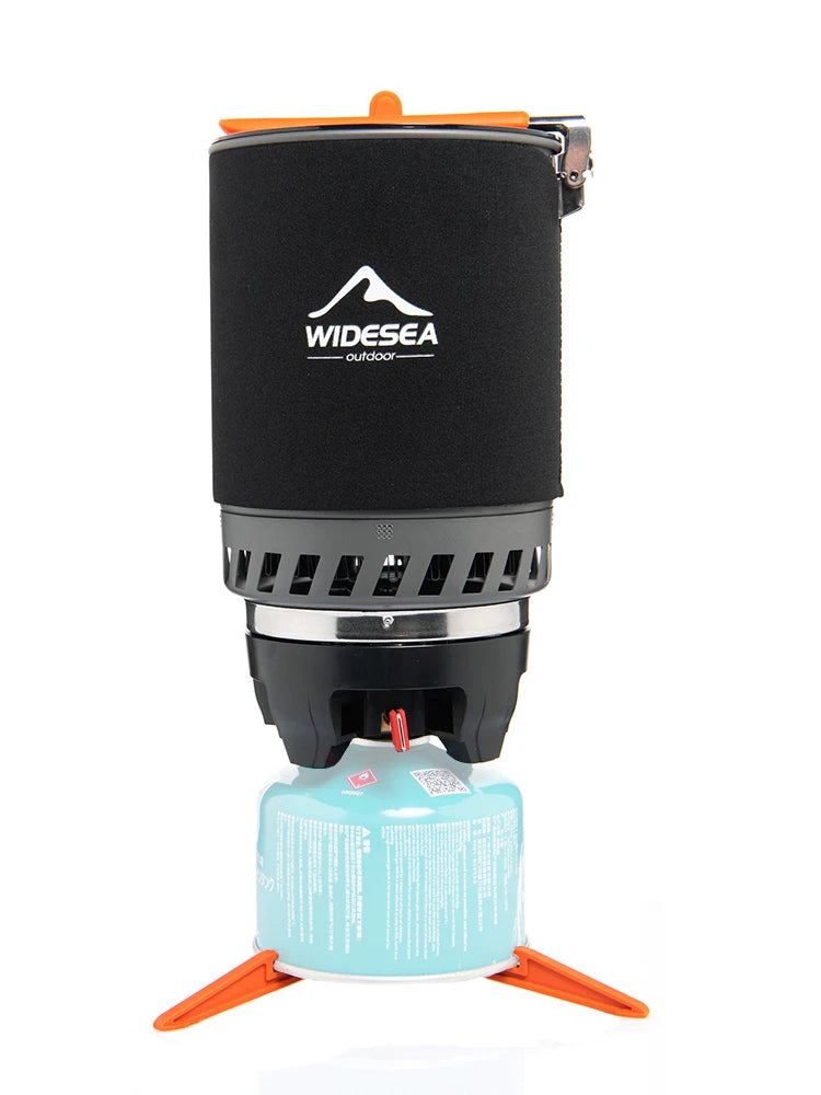 Widesea Camping Cooking System with Heat Exchanger Outdoor Gas Burner Stove Tourist Pot Set Cup Tableware Cookware Tourism Hike