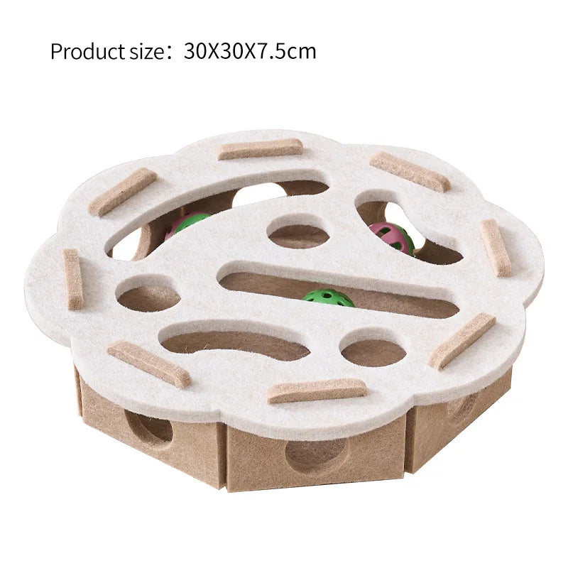 Interactive Felt Cat Puzzle Toy with Maze Tunnel