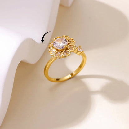 Four Clover Flower Ring Metal With 18K Gold Plating Fidget Anti Stress