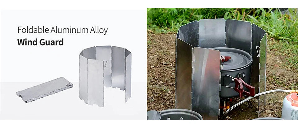 Ultralight Outdoor 10 Plates Foldable Wind Shield Camping Stoves Windshield Foldable Gas Cookers Wind Deflectors Stove