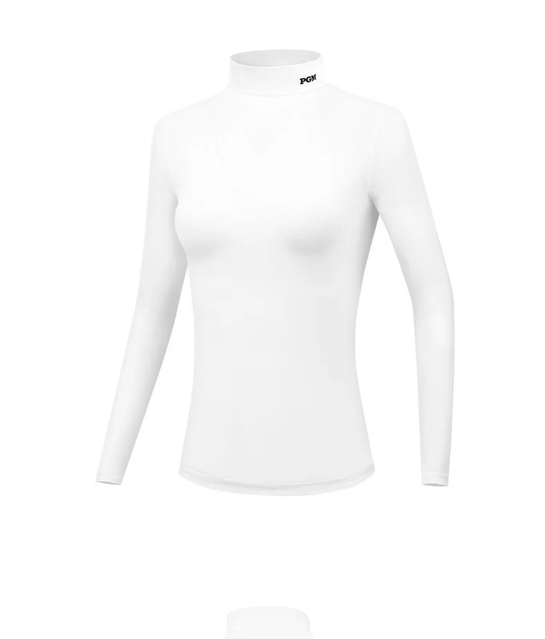 PGM Women Golf Shirt Ladies Fleece Long Sleeve Underwear Girl Keep Warm Slim Bottoming Tops Soft Stand Collar Golf Sportwear