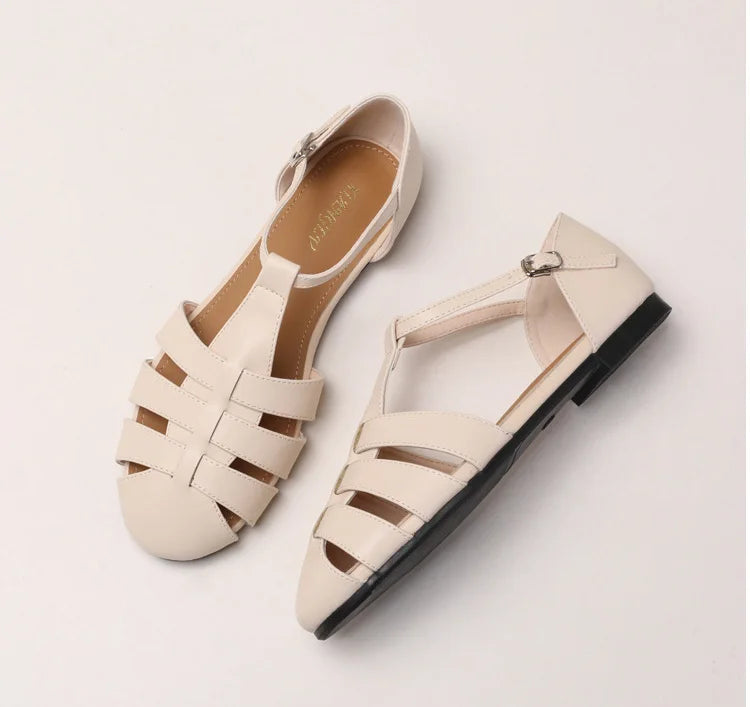 ZAROY Summer Cross Strap Flat Sandals Women Round Toe Ankle Buckle Hollow Casual Roman Sandalia Zapatos De Mujer сандали