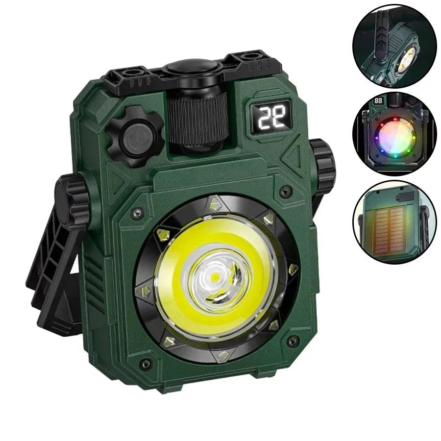 High Power Solar LED Camping Lantern Rechargeable 4500mAh 1000LM Emergency Power Bank Foldable 6 Light Modes for Camping Fishing