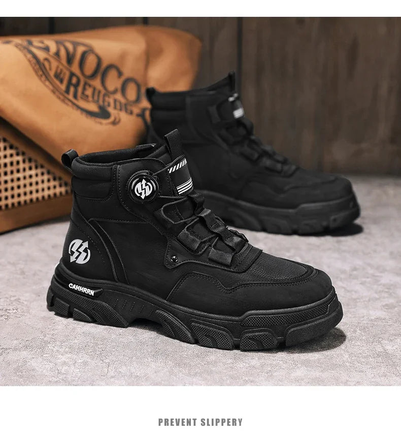 Winter Leather Boots Ankle Outdoor Work Chelsea Style