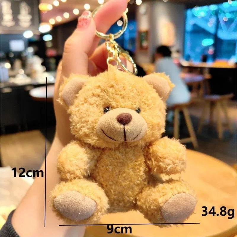Cute Plush Bear Keychain – Small Sitting Doll Bag Pendant, 4 Colors