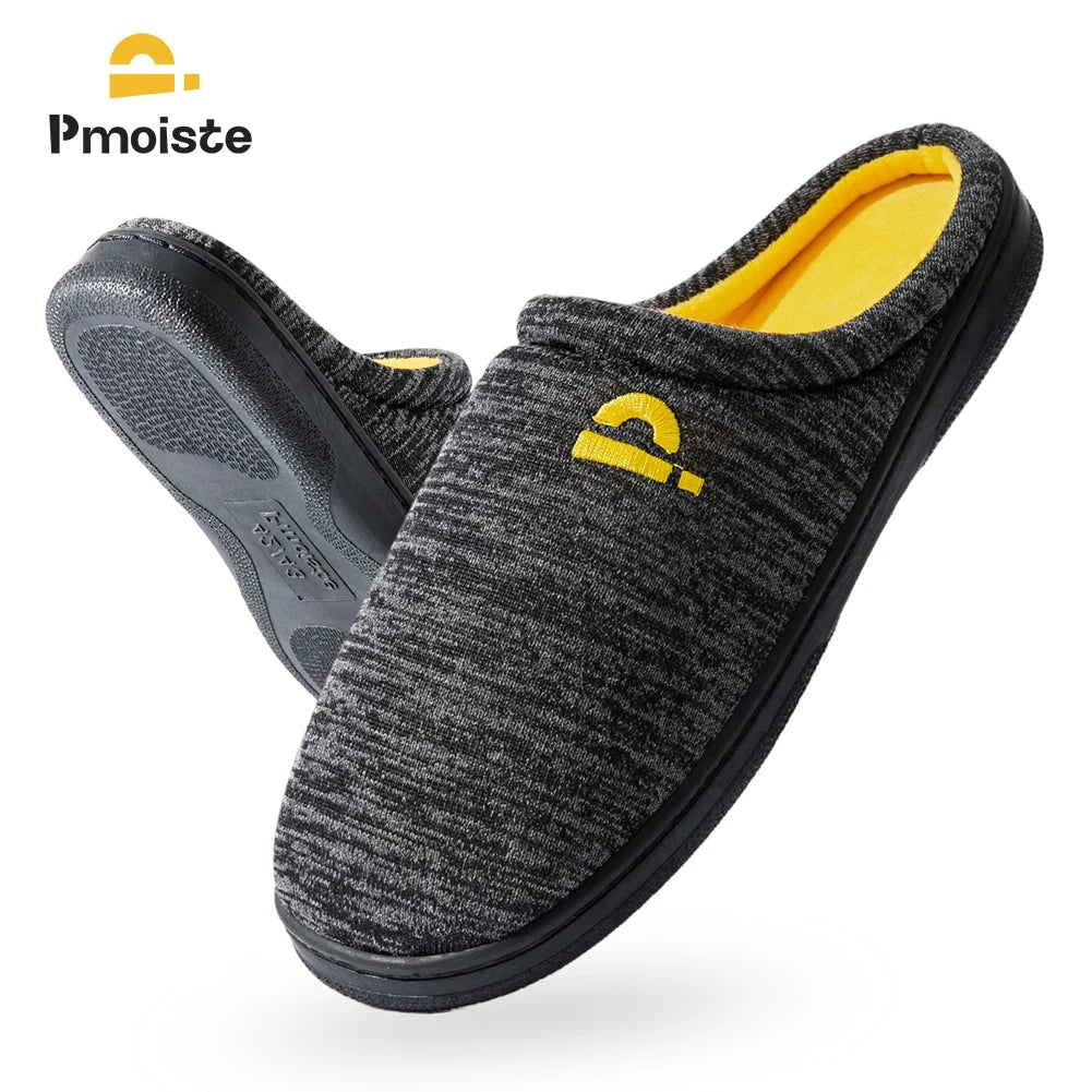 Knitted Embroidered Indoor Slippers For Men With Memory Foam