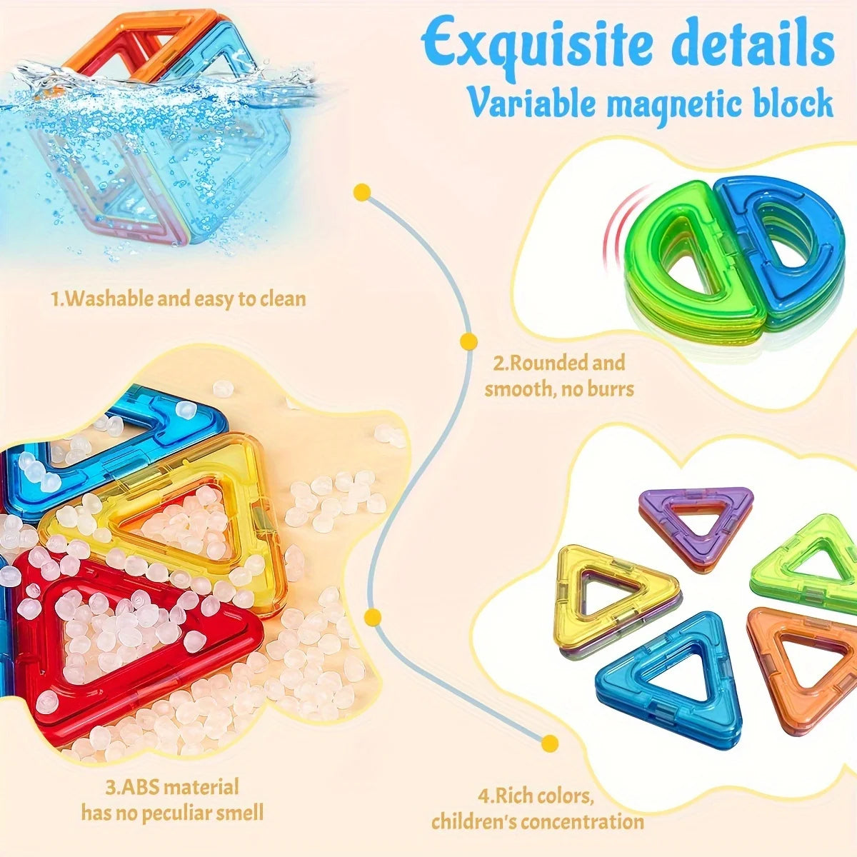 Magnetic Building Blocks DIY Magnets Toys, Big Size STEM Construction Set Toys, Learning Educational Magnet Toys, Random Colors