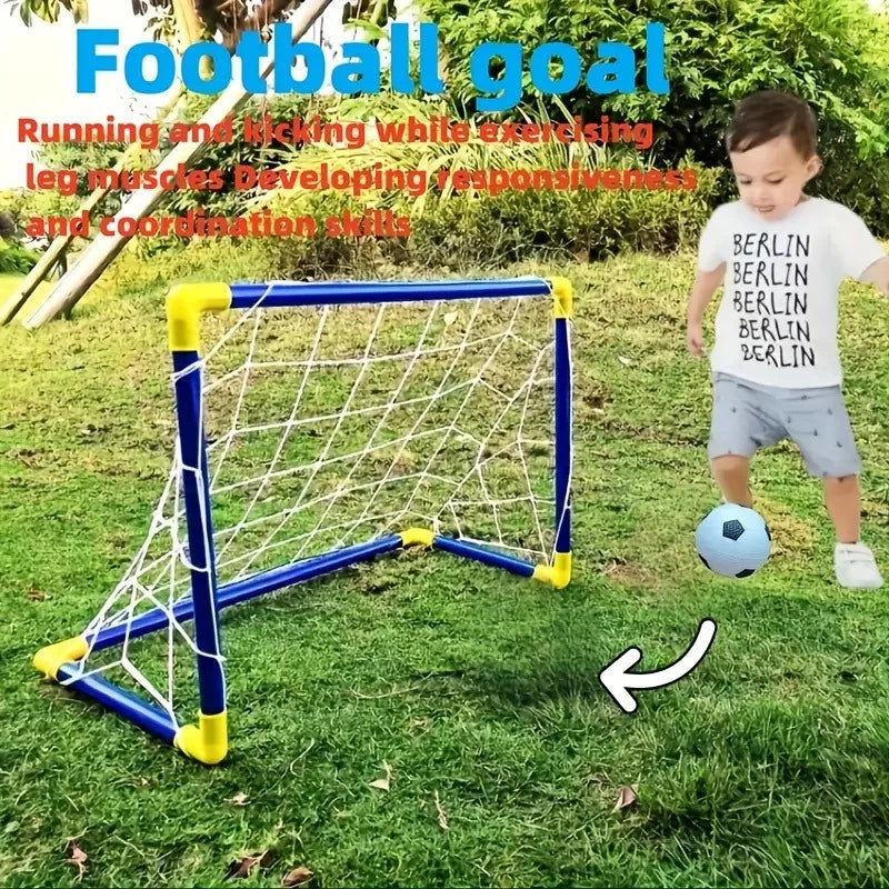 Portable Indoor/Outdoor Toy Football Goal Set44x25cm - Micro Soccer Net Pump&Ball Lightweight Kids Training Park Beach Games